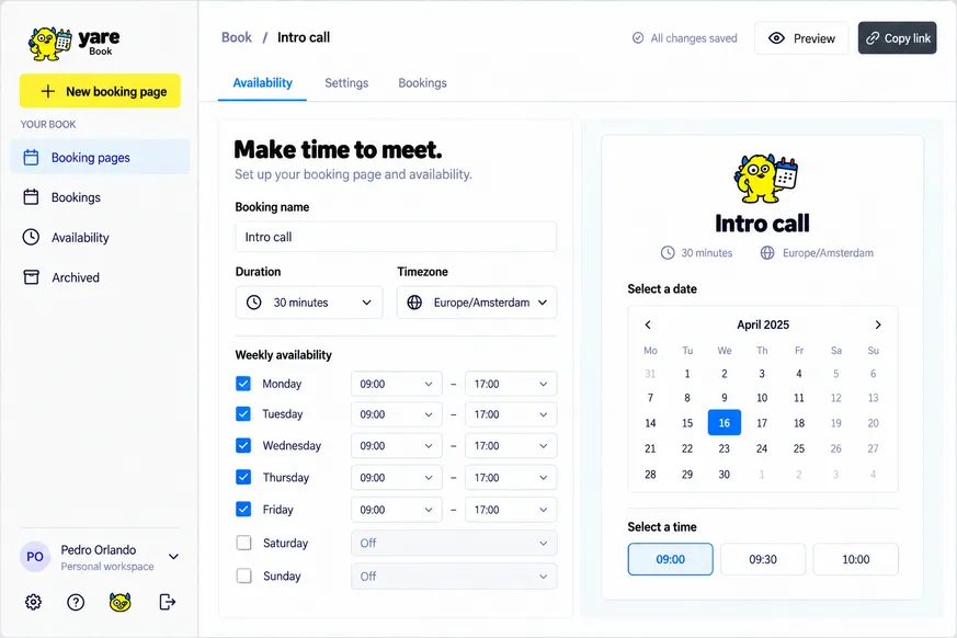 Yare Book interface preview