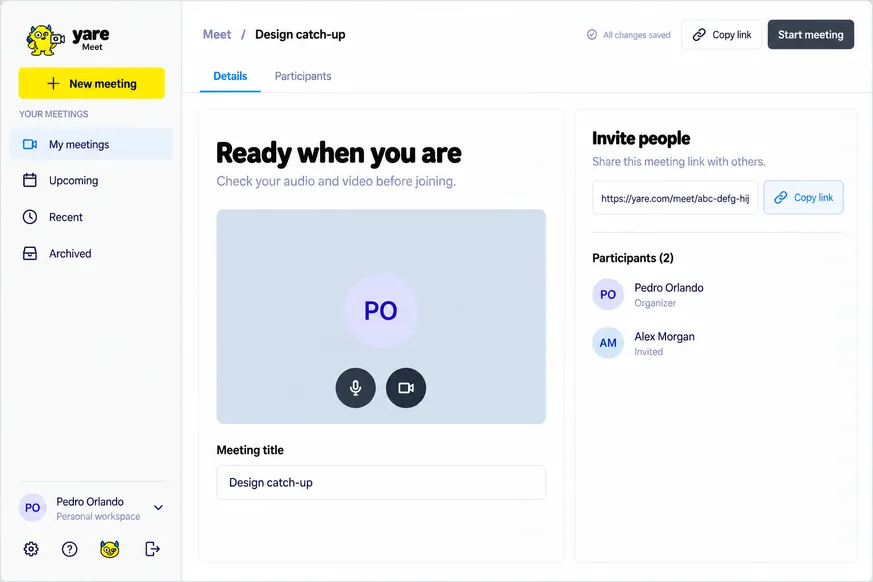 Yare Meet interface preview