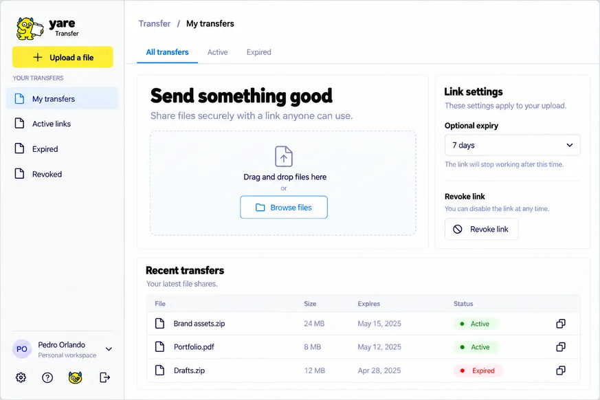 Yare Transfer interface preview